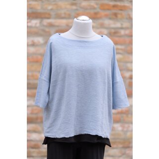 by basics Merino Shirt U Boot sky blue melange